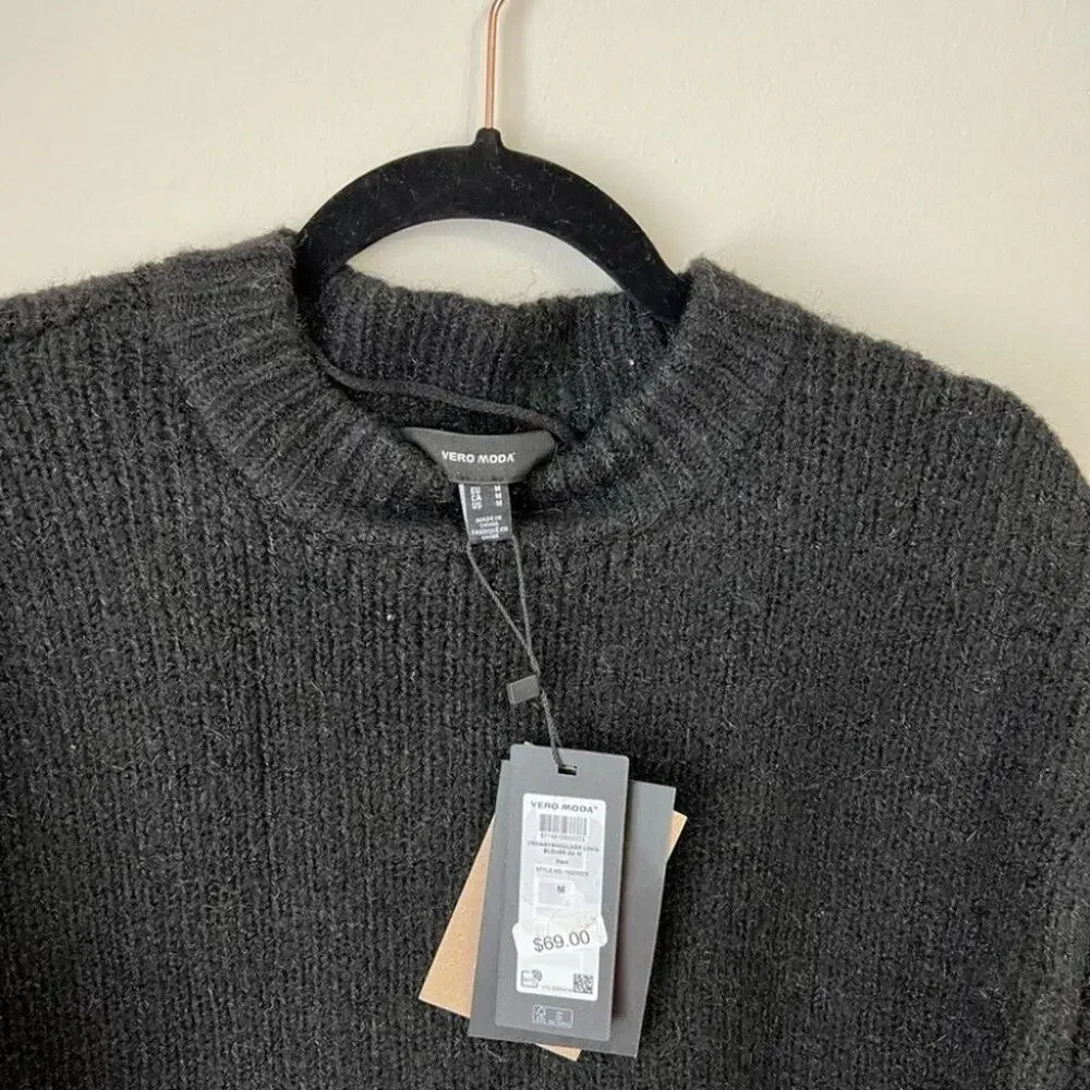 Vero Moda Black Daisy Wide Shoulder Sweater Size Medium